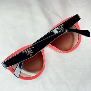 PRADA Black and Coral Pink Designer Sunglasses